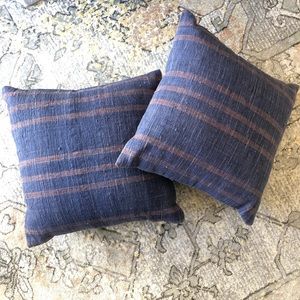 2 Turkish Kilim Indigo Stripe Pillows
